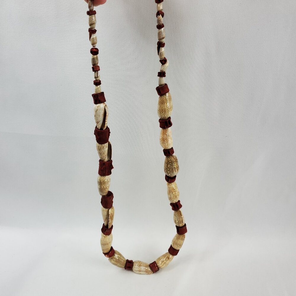Vintage Long Solid Shell Beaded Necklace - image 1